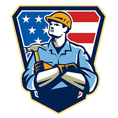 Image showing American Builder Carpenter Hammer Crest Retro