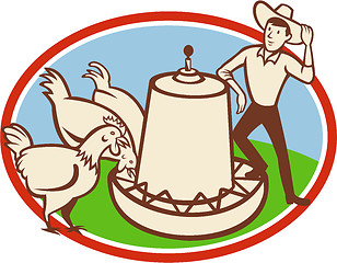 Image showing Chicken Farmer Feeder Cartoon