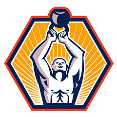 Image showing Crossift Athlete Lifting Kettlebell Front Retro