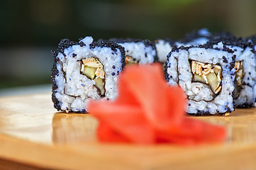 Image showing tobico sushi rolls