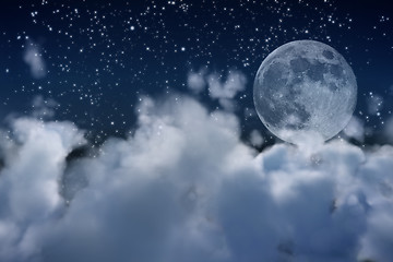Image showing XL full moon and clouds