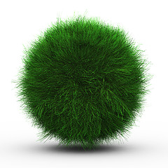 Image showing 3d render of green grass ball 