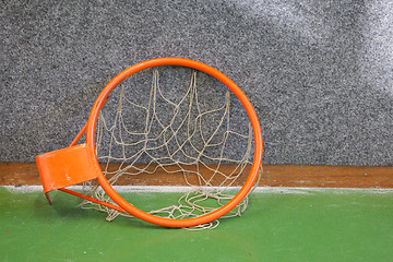 Image showing Old basketball hoop with net