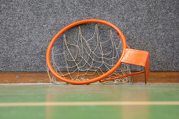 Image showing Old basketball hoop with net