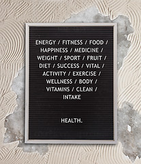 Image showing Health concept in plastic letters on very old menu board