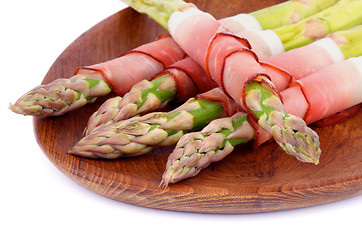 Image showing Asparagus in Bacon