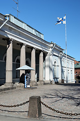 Image showing HELSINKI, FINLAND ? MAY 06:  Finnish soldier guarding guardhouse