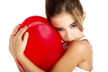 Image showing Girl with a red balloon