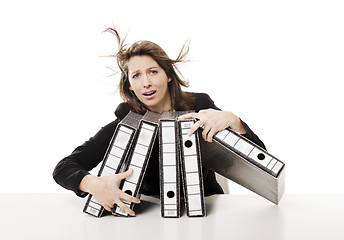 Image showing Stressed woman at the office