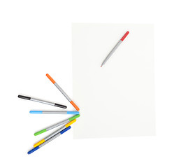 Image showing Colored pens and paper