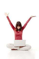Image showing Happy woman with a laptop