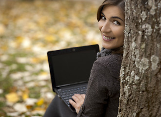 Image showing Woman working outdoor