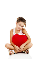 Image showing Girl with a red balloon