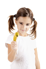 Image showing Girl shoot with a banana