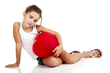 Image showing Girl with a red balloon