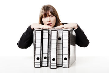 Image showing Stressed woman at the office