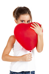 Image showing Girl with a red balloon