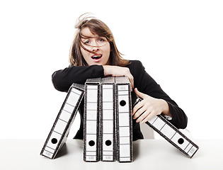 Image showing Stressed woman at the office