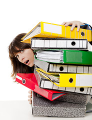 Image showing Stressed woman at the office