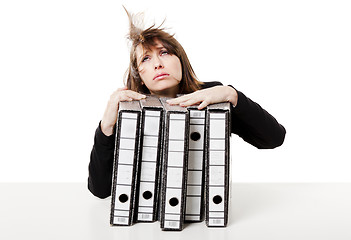 Image showing Stressed woman at the office