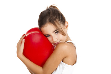 Image showing Girl with a red balloon