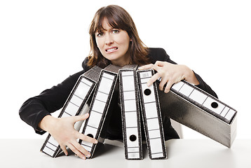 Image showing Stressed woman at the office