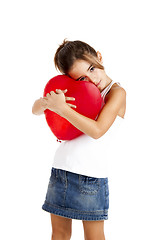 Image showing Girl with a red balloon