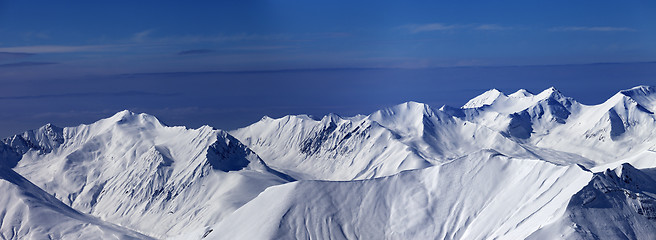 Image showing Panoramic view on off-piste slope at nice day