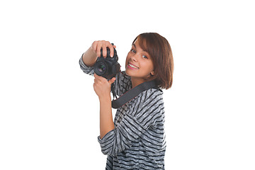 Image showing Lovely teenage girl with photo camera