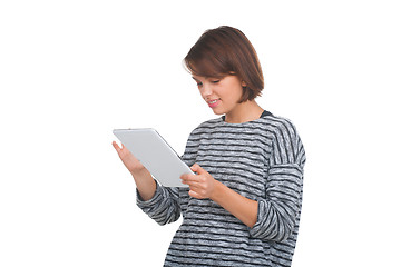 Image showing Nice teenage girl with tablet pc