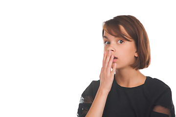 Image showing Surprised teenage girl on white background