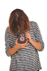 Image showing Lovely teenage girl with retro photo camera