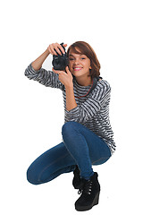 Image showing Lovely teenage girl with photo camera