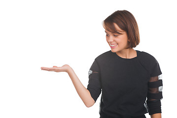 Image showing Girl showing something