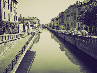 Image showing Vintage sepia Naviglio Grande, Milan