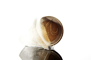 Image showing euro in ice cube