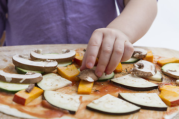 Image showing making pizza in close up shot