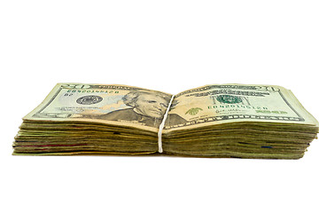 Image showing Stack of $20  bills