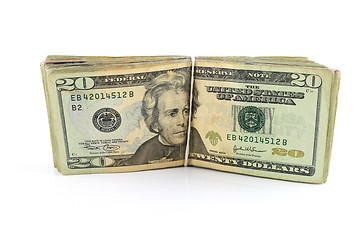 Image showing Stack of $20  bills