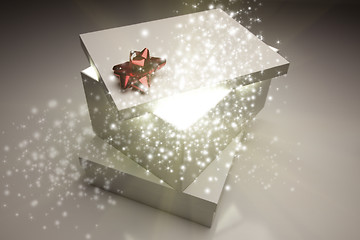 Image showing Christmas Presents With Something Bright and Magical Coming From