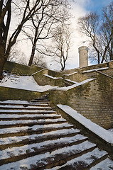 Image showing Stairs the leader on a medieval city wall in Tallinn