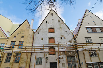 Image showing The facade of old buildings requiring restoration