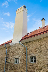 Image showing Facade of an ancient building with the big chimney in Tallinn