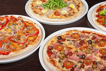 Image showing pizza with ham and mushrooms