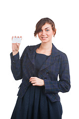 Image showing Attractive woman with business card