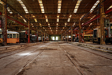 Image showing Large industrial hall of a repair station