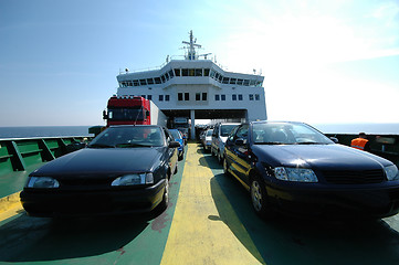 Image showing Cars on ferry