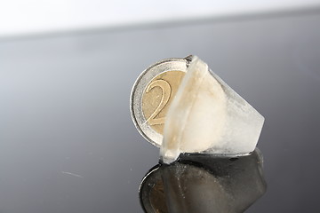 Image showing euro in ice cube