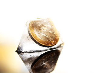 Image showing coin in ice cube