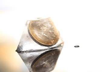 Image showing euro coin in ice cube